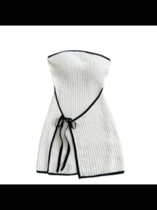 no brand Dresses & Skirts - Strapless Ribbed Knit Mini Dress with Black Trim Small